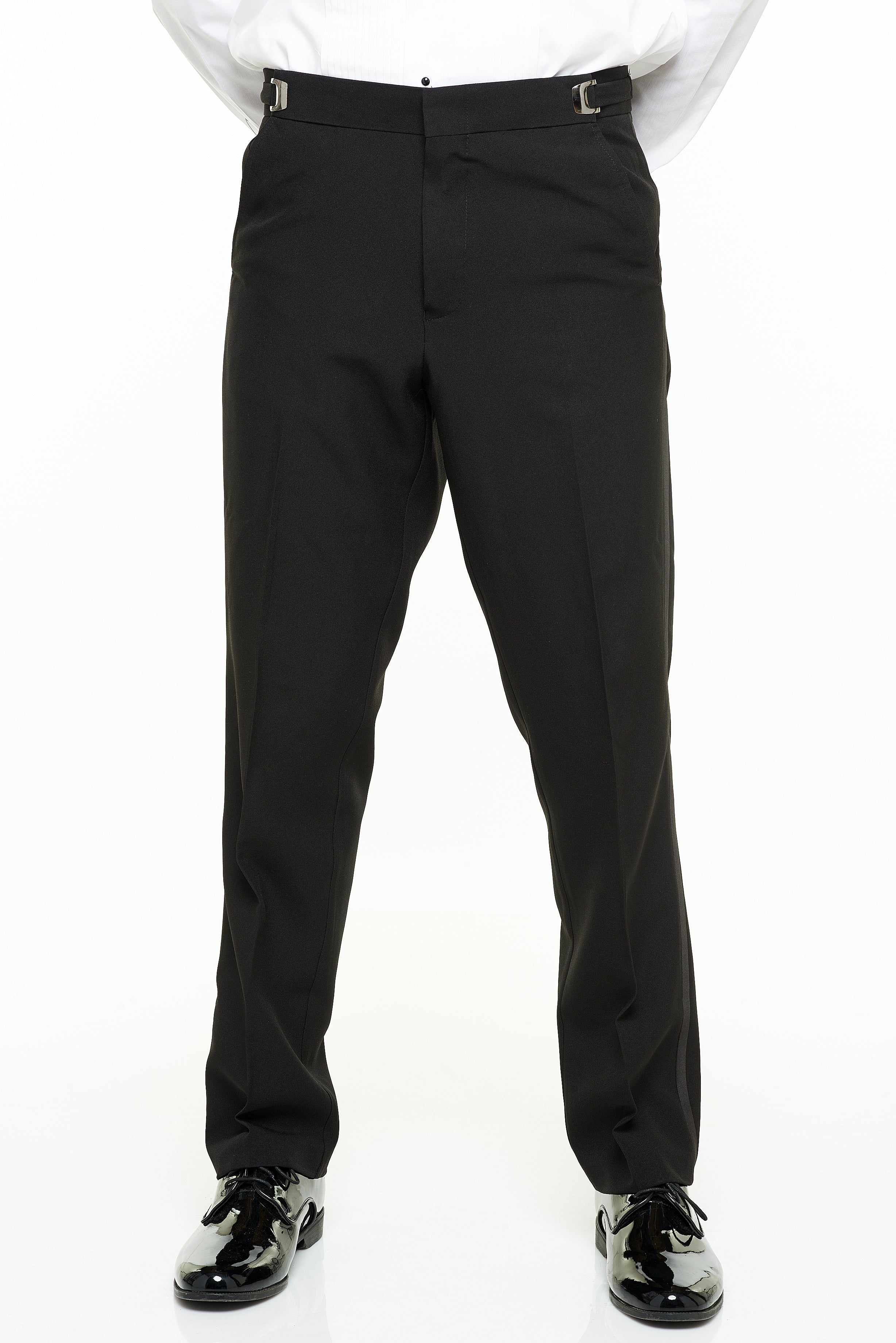 Men's Flat Front Tuxedo Pant Modern Cut - BLACK - 98/2 WOOL/LYCRA SUPE –  Hardwick.com