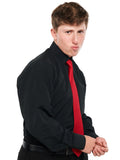 781 - Black Microfiber Laydown Collar Dress Shirt