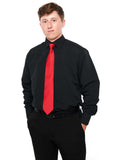 781 - Black Microfiber Laydown Collar Dress Shirt