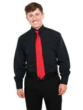 781 - Black Microfiber Laydown Collar Dress Shirt