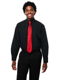 781 - Black Microfiber Laydown Collar Dress Shirt