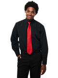 781 - Black Microfiber Laydown Collar Dress Shirt