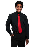 781 - Black Microfiber Laydown Collar Dress Shirt